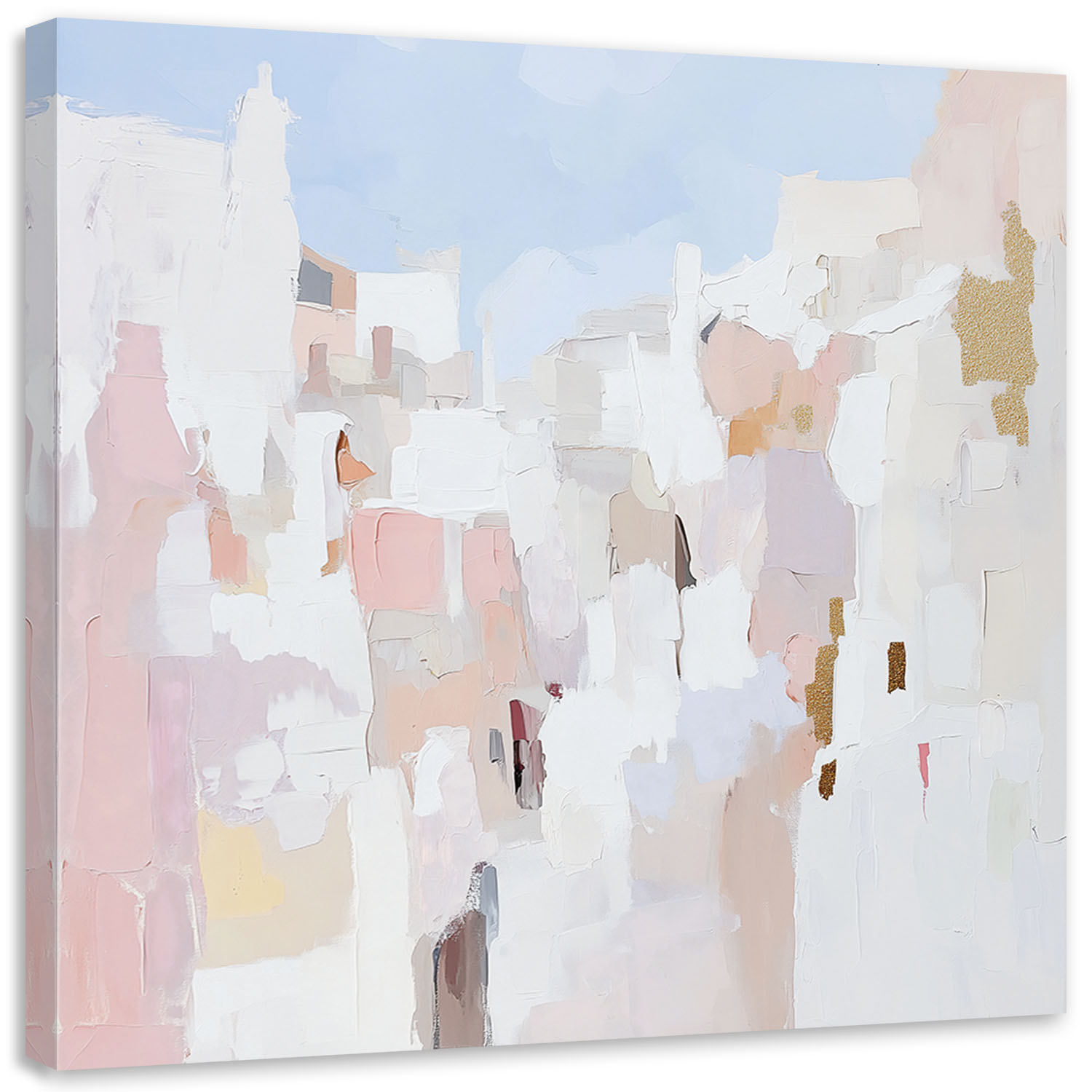 Feeby Obraz na płótnie, Abstrakcja Pastelowe Plamy Różowy Niebieski 40x40cm