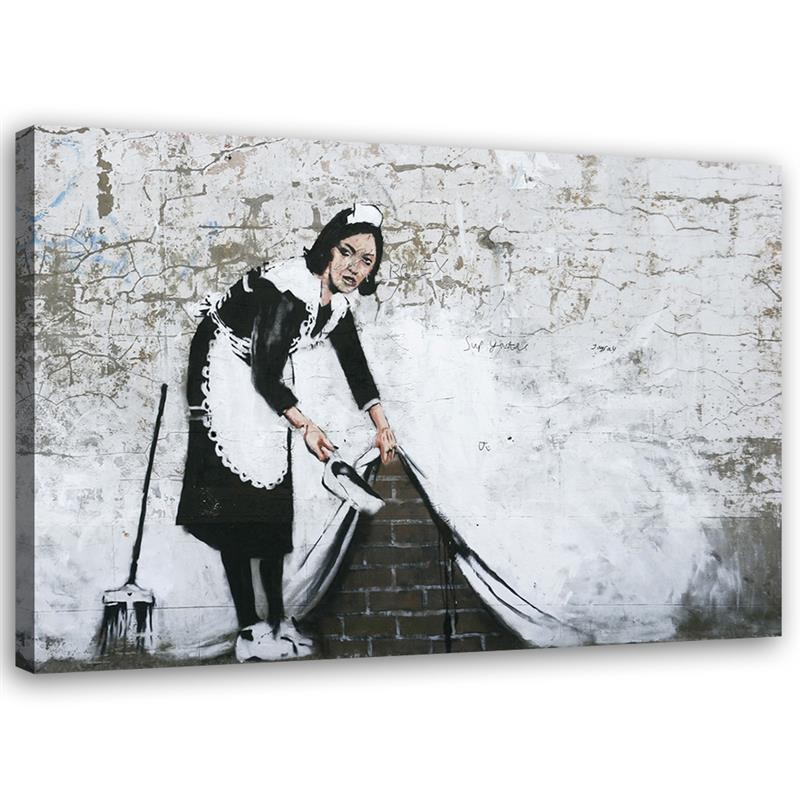 Feeby Obraz na płótnie, Pokojówka Banksy - Mural Street Art 90x60cm