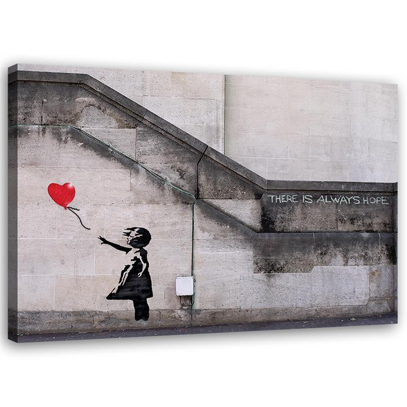 Feeby Obraz na płótnie, Mural Banksy Dziewczynka z balonikiem 90x60cm