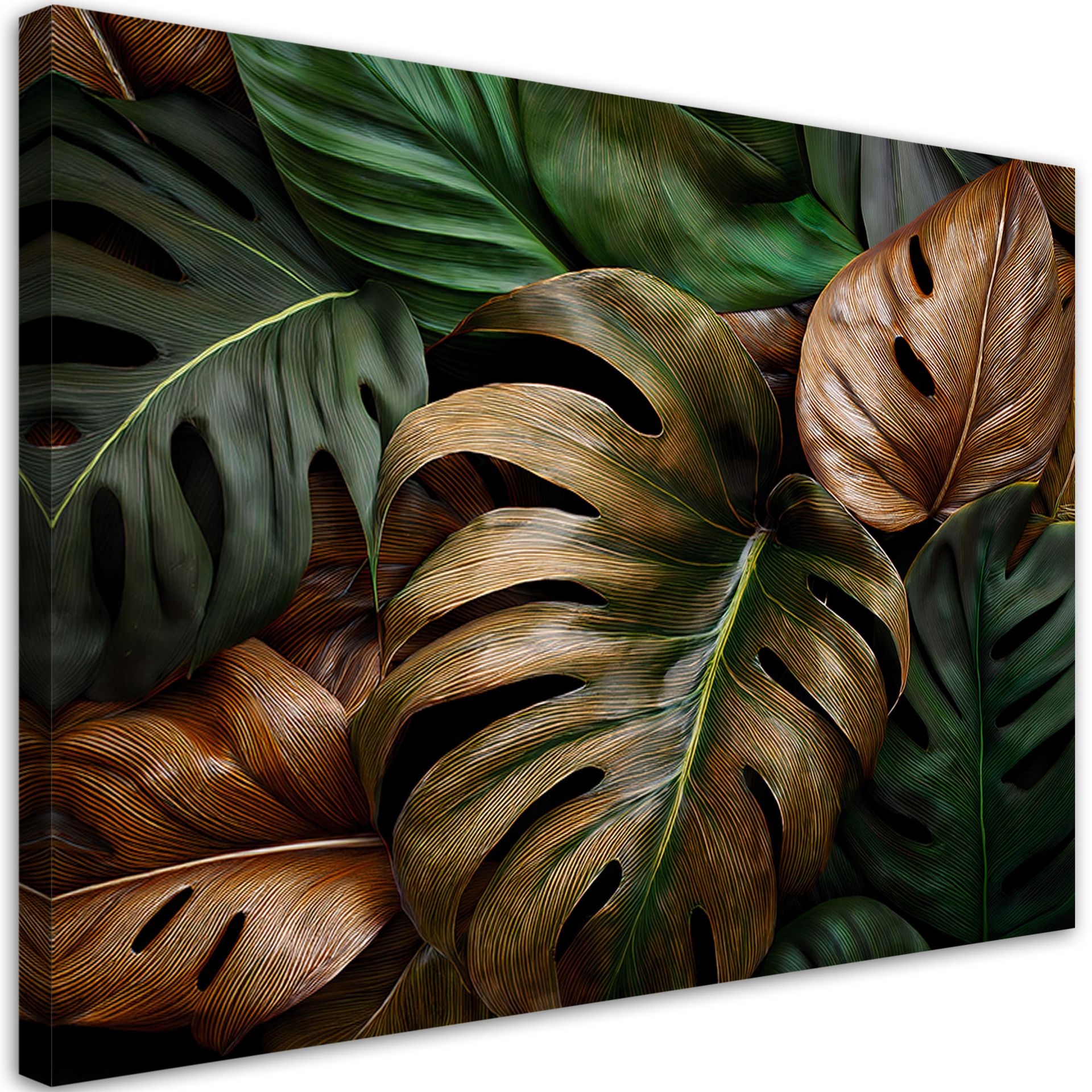 Feeby Obraz na płótnie, Liście Monstery W Naturalnych Kolorach 120x80cm