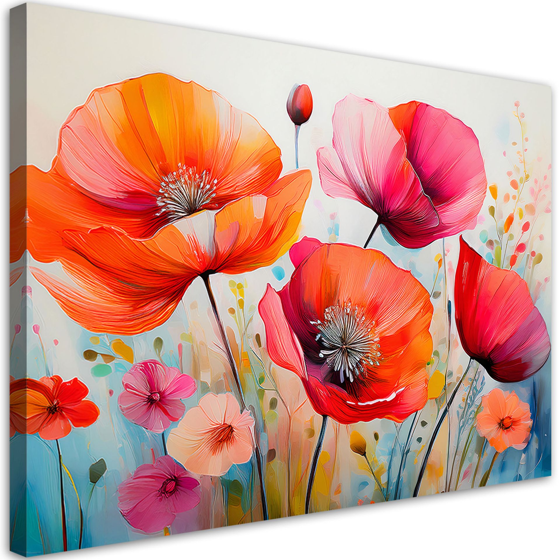 Feeby Obraz na płótnie, Maki Kwiaty Kolorowy 90x60cm