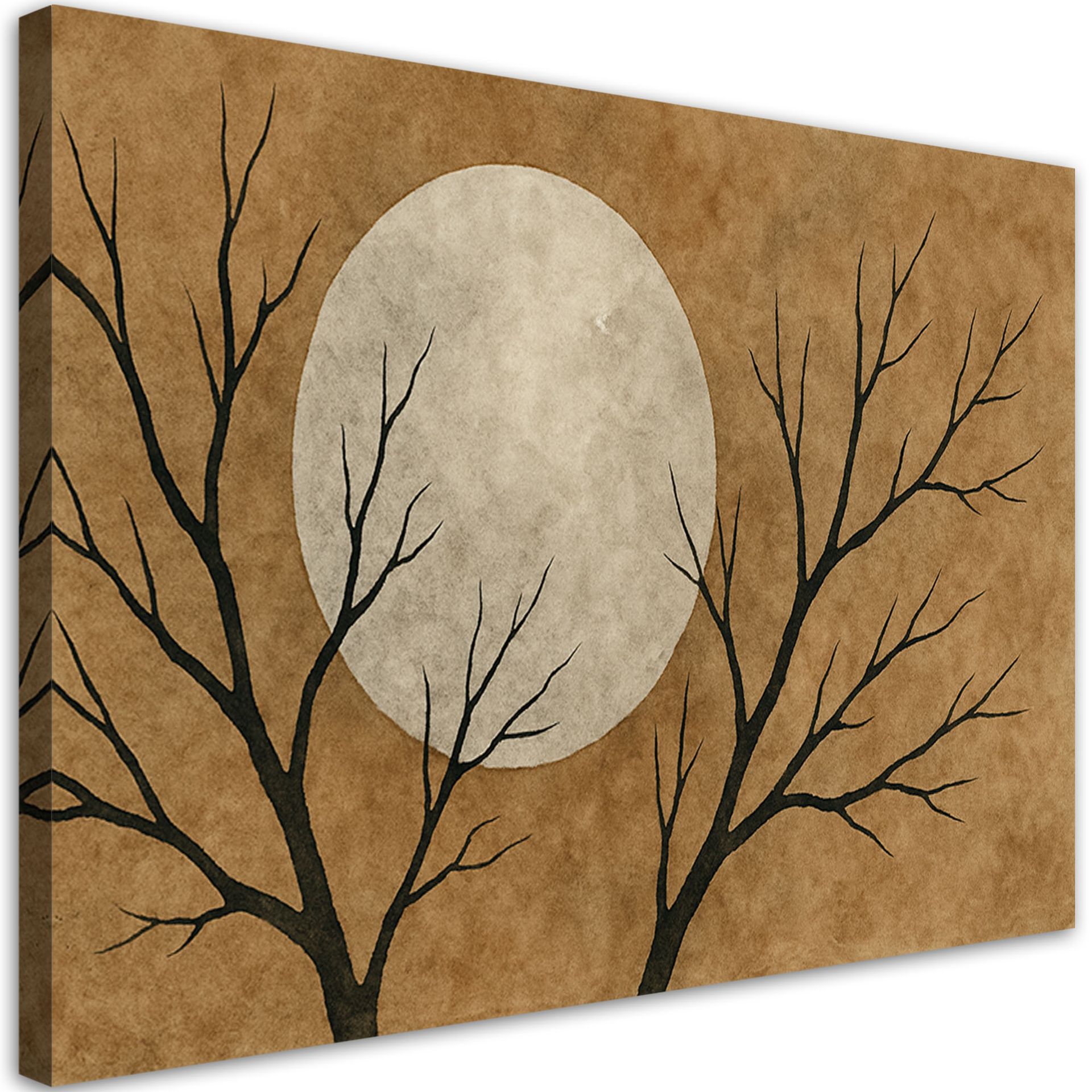 Feeby Obraz do salonu, Księżyc Drzewa Minimalizm Beżowy 120x80cm