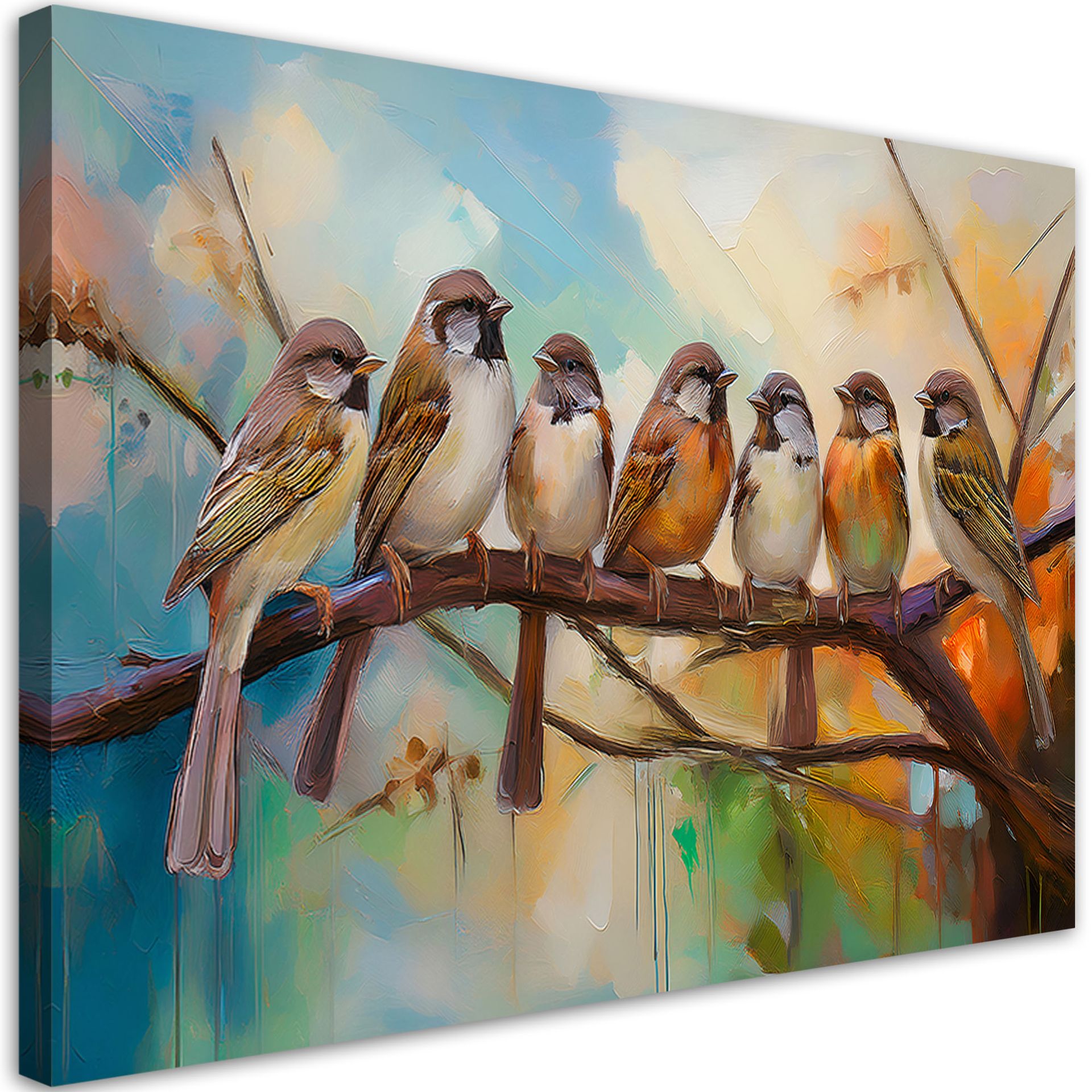 Feeby Obraz na płótnie, Ptaki na gałęzi Natura 90x60cm