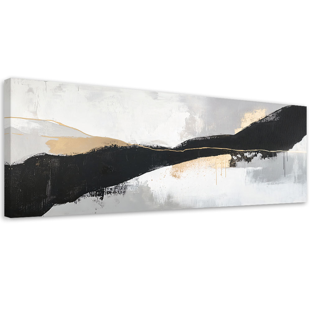 Feeby Obraz na płótnie, Abstrakcja Kształty Linie Glamour Złoty 90x30cm
