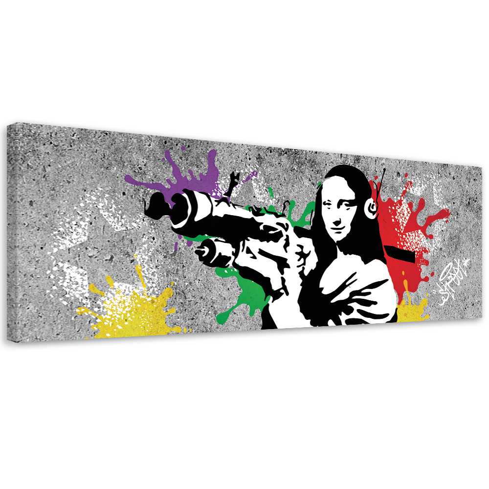 Feeby Obraz na płótnie, Banksy Mona Lisa i Bazooka 120x40cm