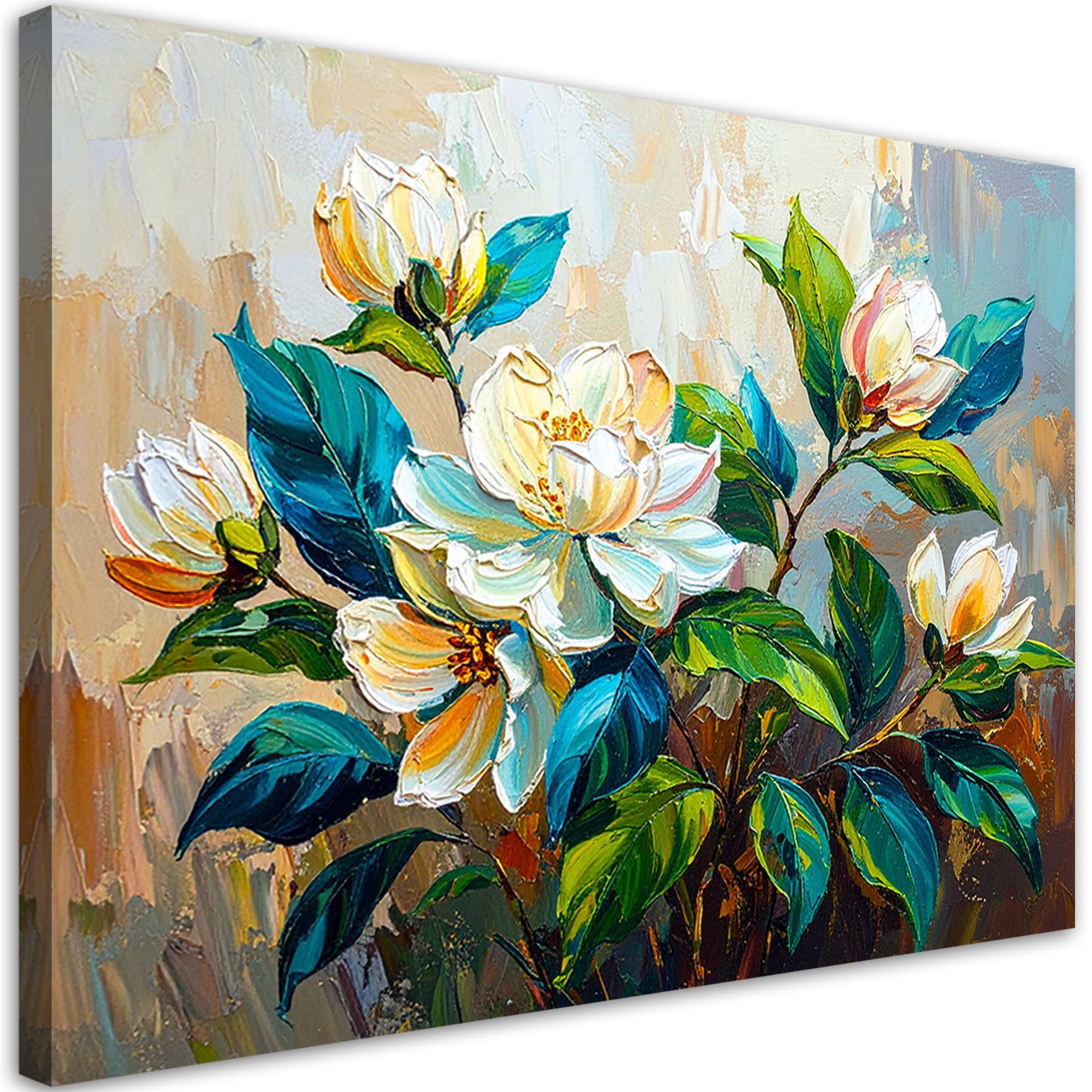 Feeby Obraz na płótnie, Bukiet Kwiatów Zielony imitacja farby 90x60cm