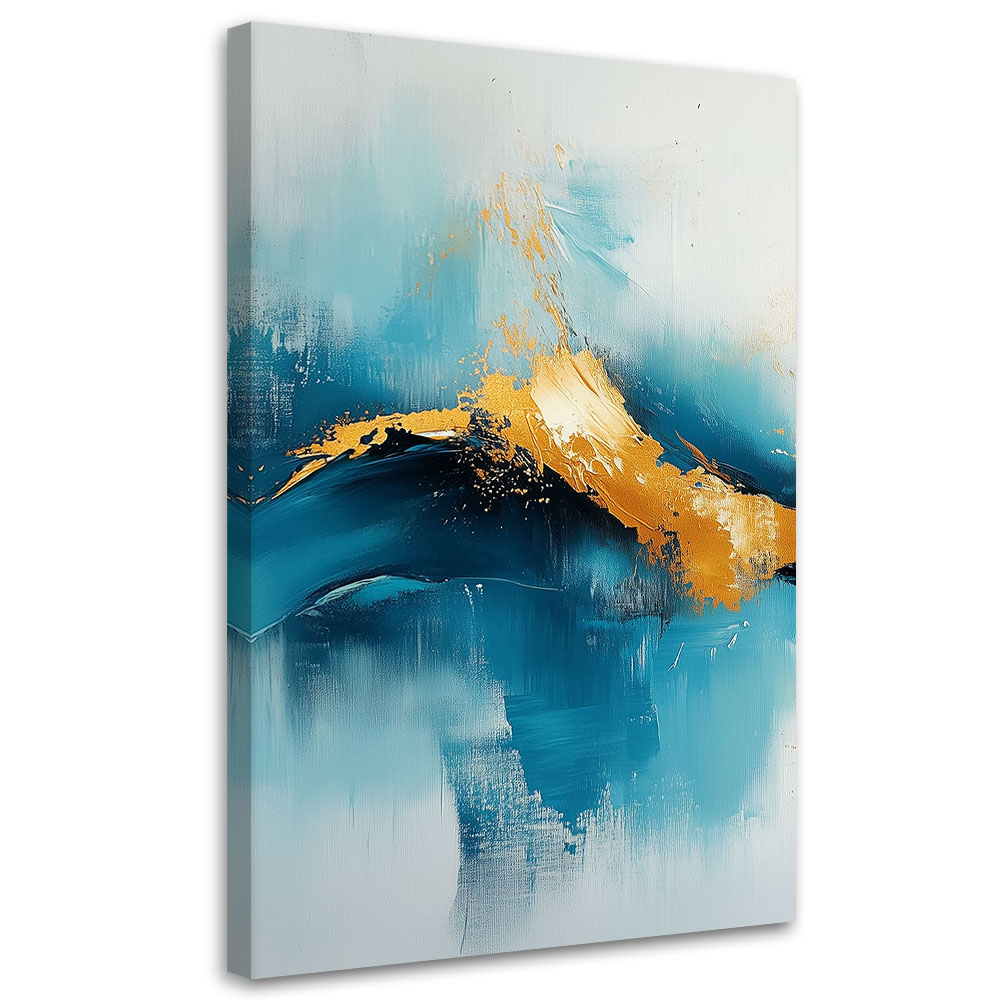 Feeby Obraz na płótnie, Abstrakcja Turkusowa ze Żłotem 40x60cm