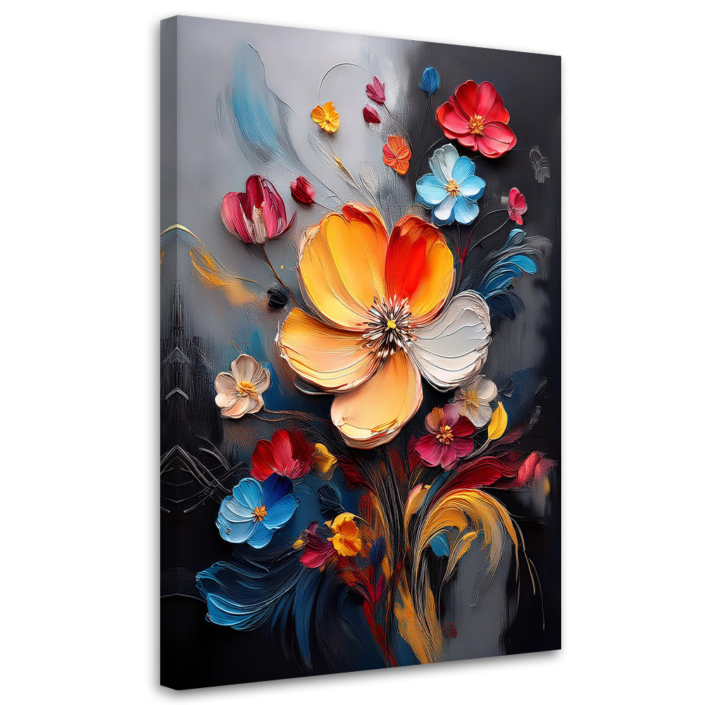 Feeby Obraz na płótnie, Kolorowe Kwiaty Malowane 60x90cm