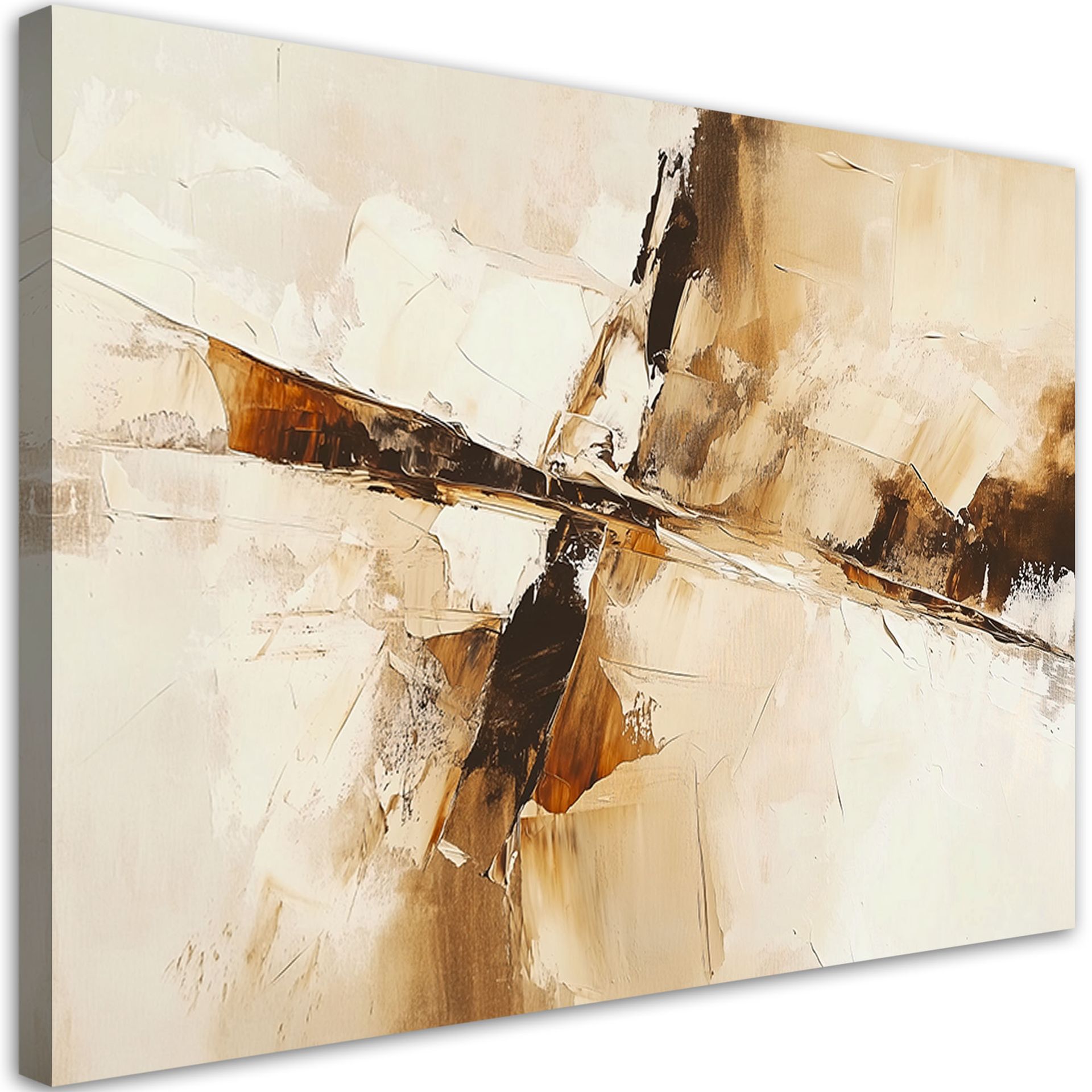 Feeby Obraz na płótnie, Beżowo Brązowa Nowoczesna Abstrakcja 120x80cm