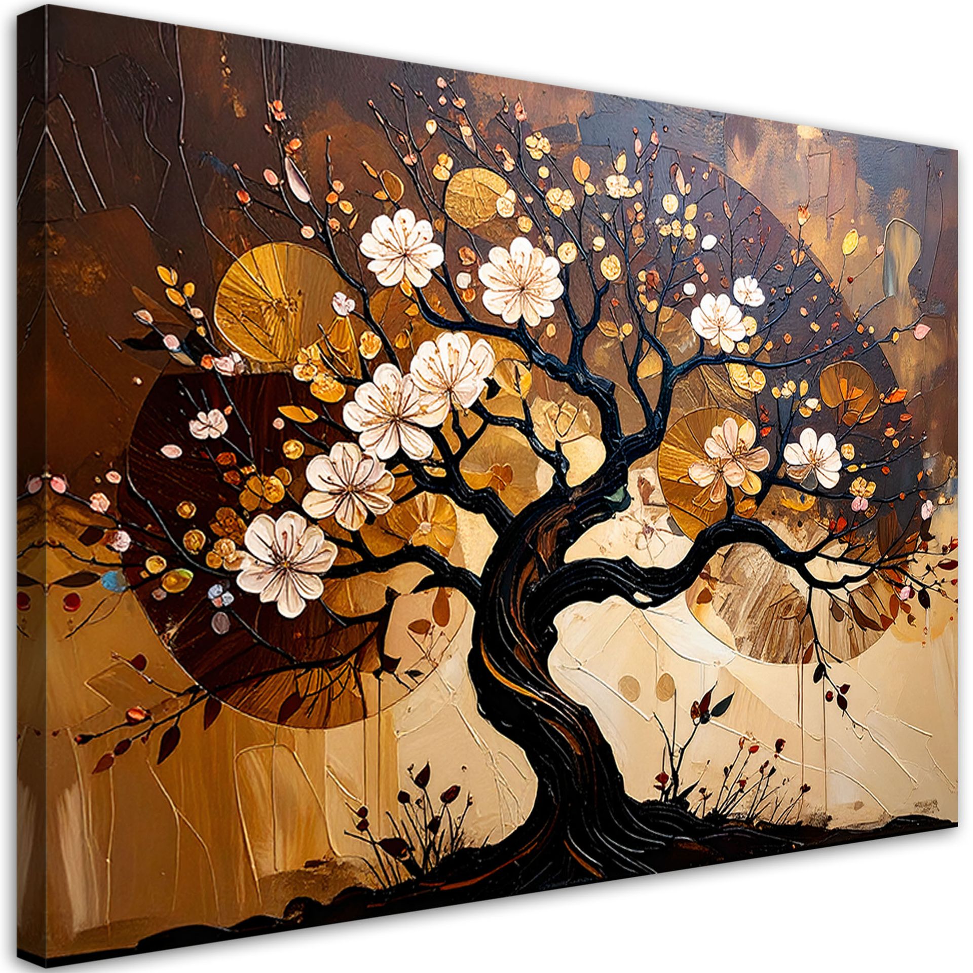 Feeby Obraz nowoczesny do salonu, Drzewo Życia Abstrakcja Pejzaż Brązowy 60x40cm