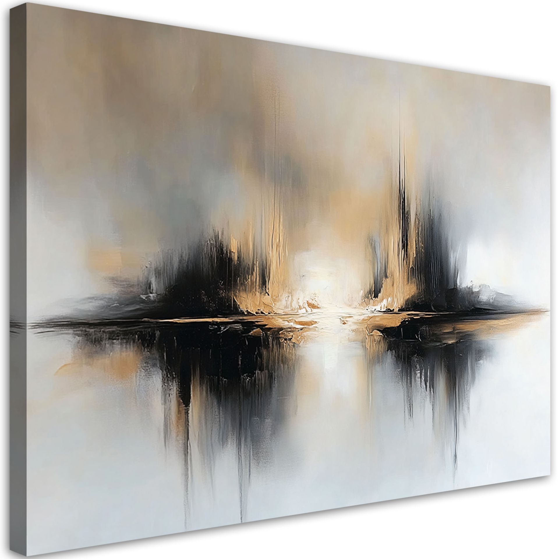 Feeby Obraz na płótnie, Abstrakcja Beżowo Szara 90x60cm