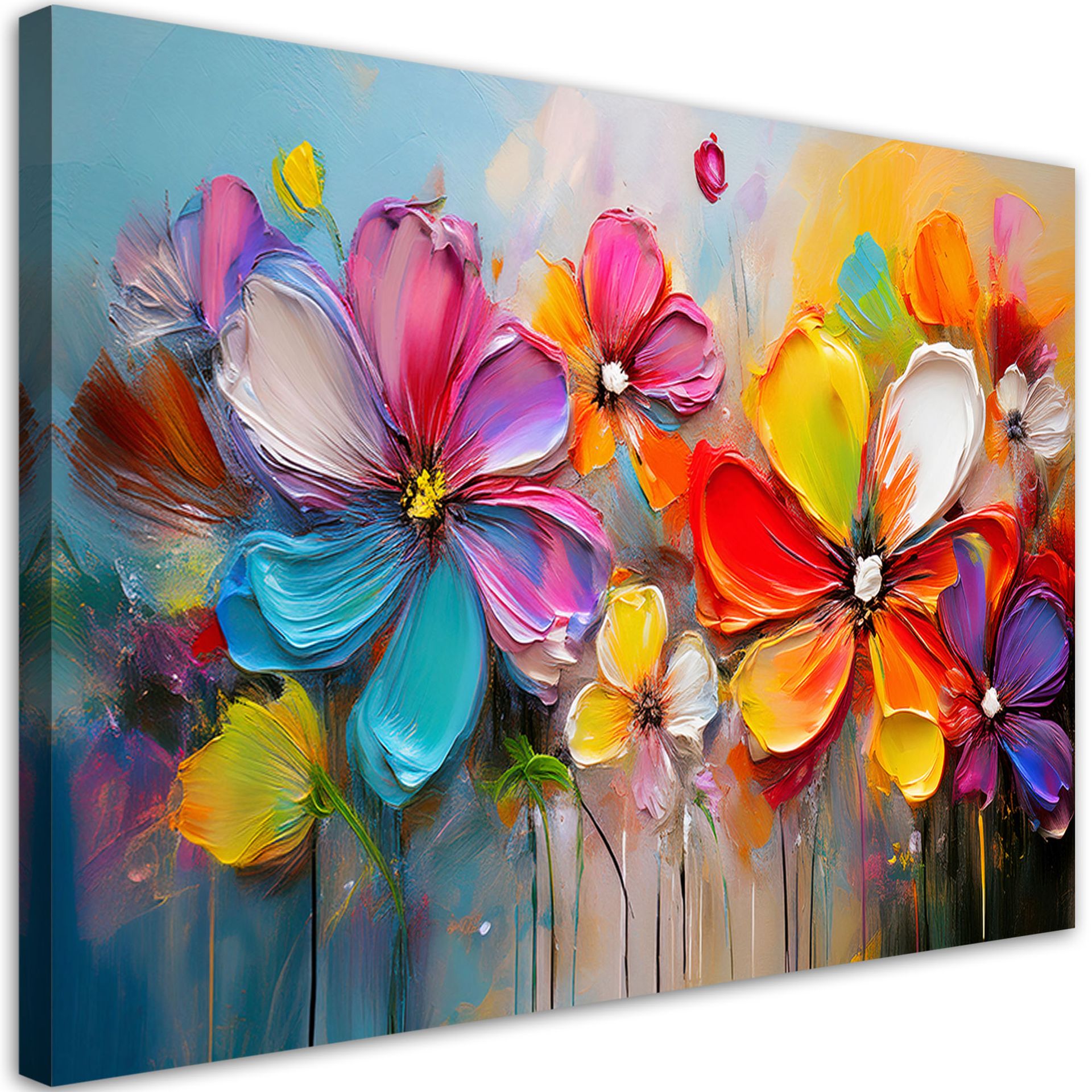 Feeby Obraz na płótnie, Abstrakcja Pastelowe Kolorowe Kwiaty 100x70cm