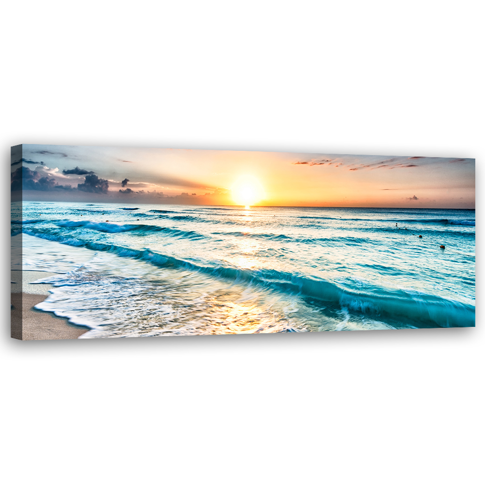 Feeby Obraz na płótnie, Morskie fale na plaży 120x40cm