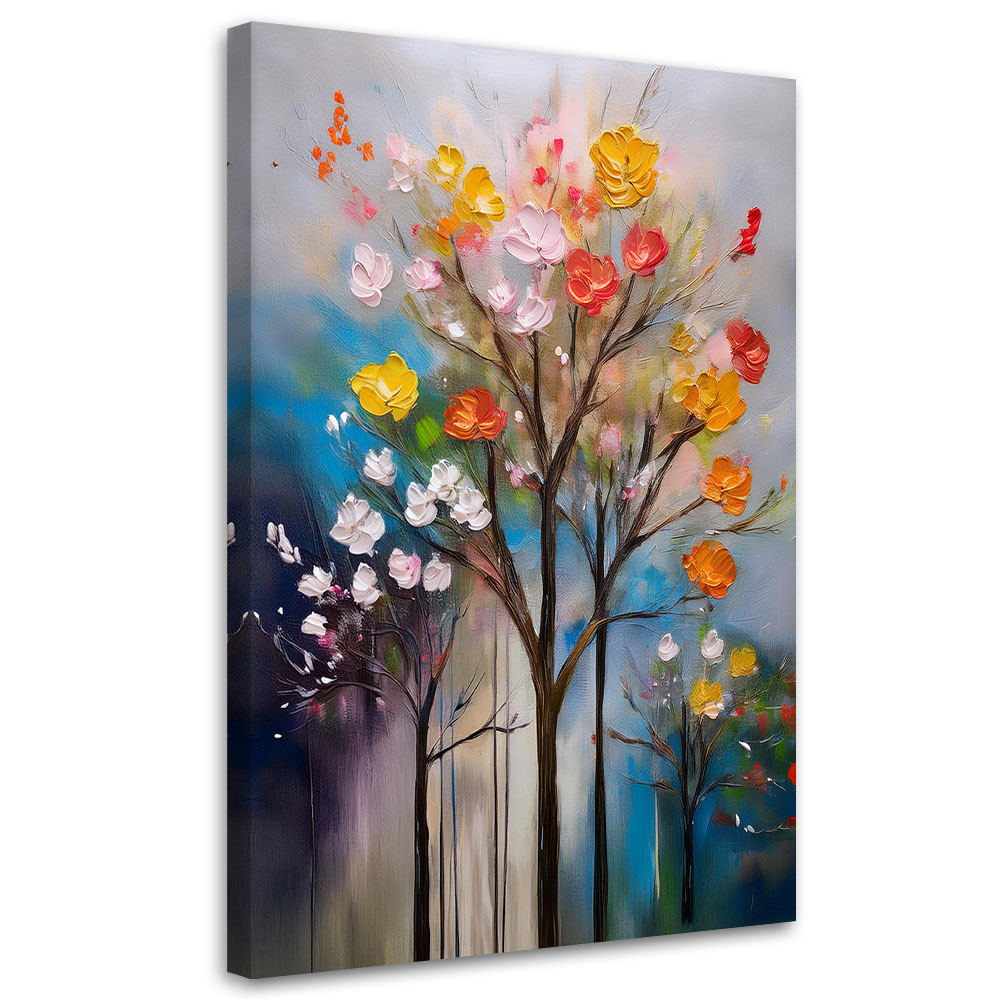 Feeby Obraz na płótnie, Drzewo Abstrakcja Kwiaty 60x90cm