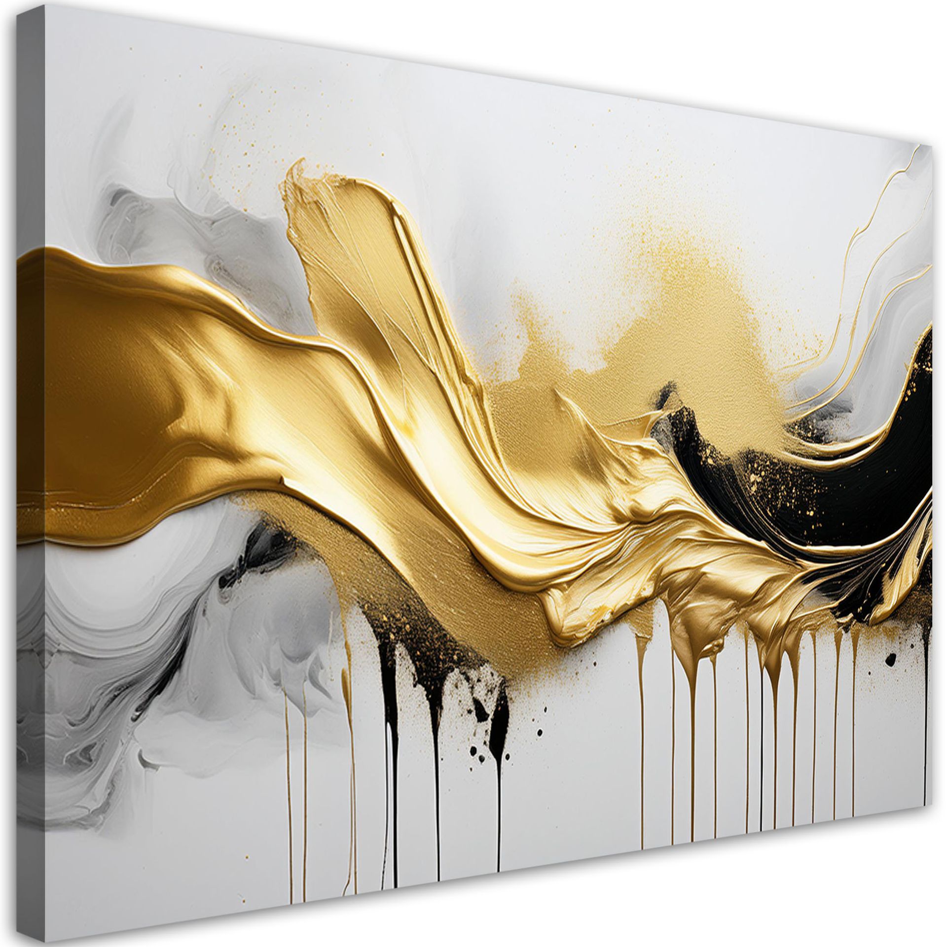 Feeby Obraz na płótnie, Złota Abstrakcja 3D 90x60cm