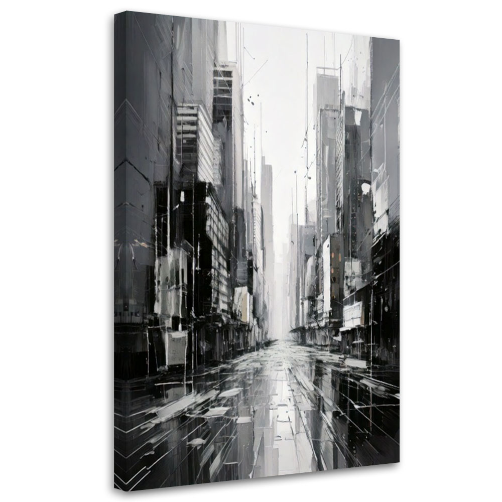 Feeby Obraz do salonu, Miasto Ulica Nowoczesna Abstrakcja Szara 40x60cm