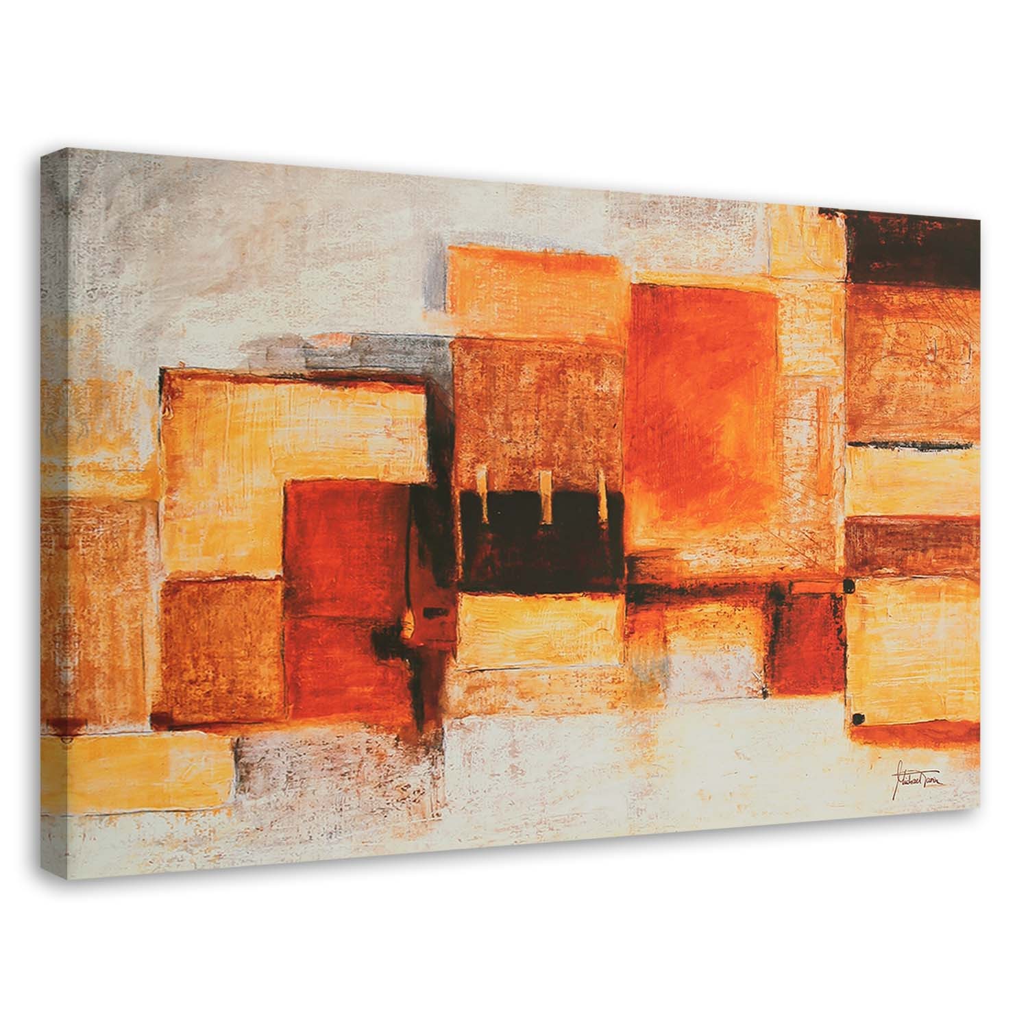 Feeby Obraz na płótnie, Geometryczna abstrakcja w ciepłych barwach 100x70cm
