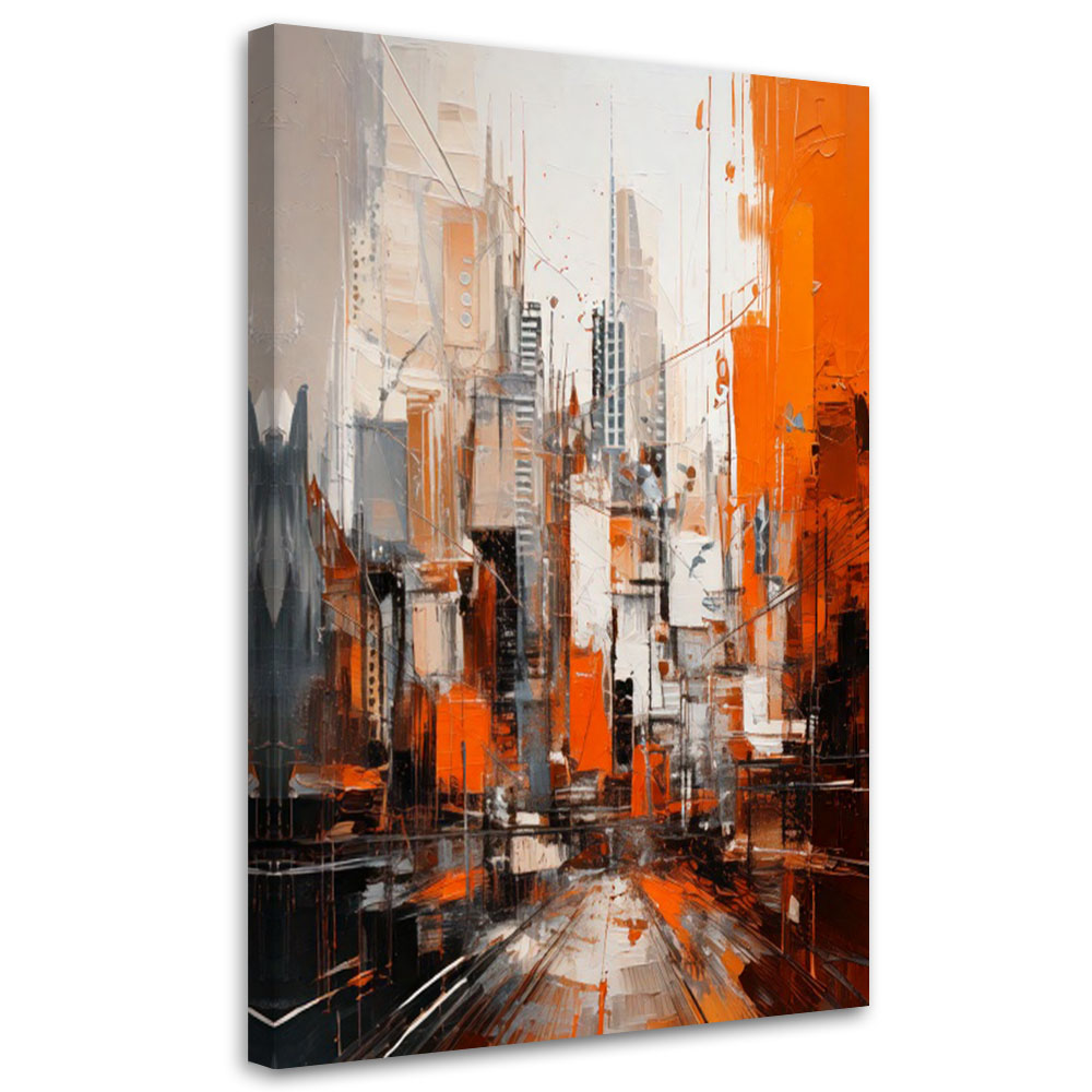 Feeby Obraz nowoczesny, Miasto Abstrakcja Pomarańczowe 40x60cm