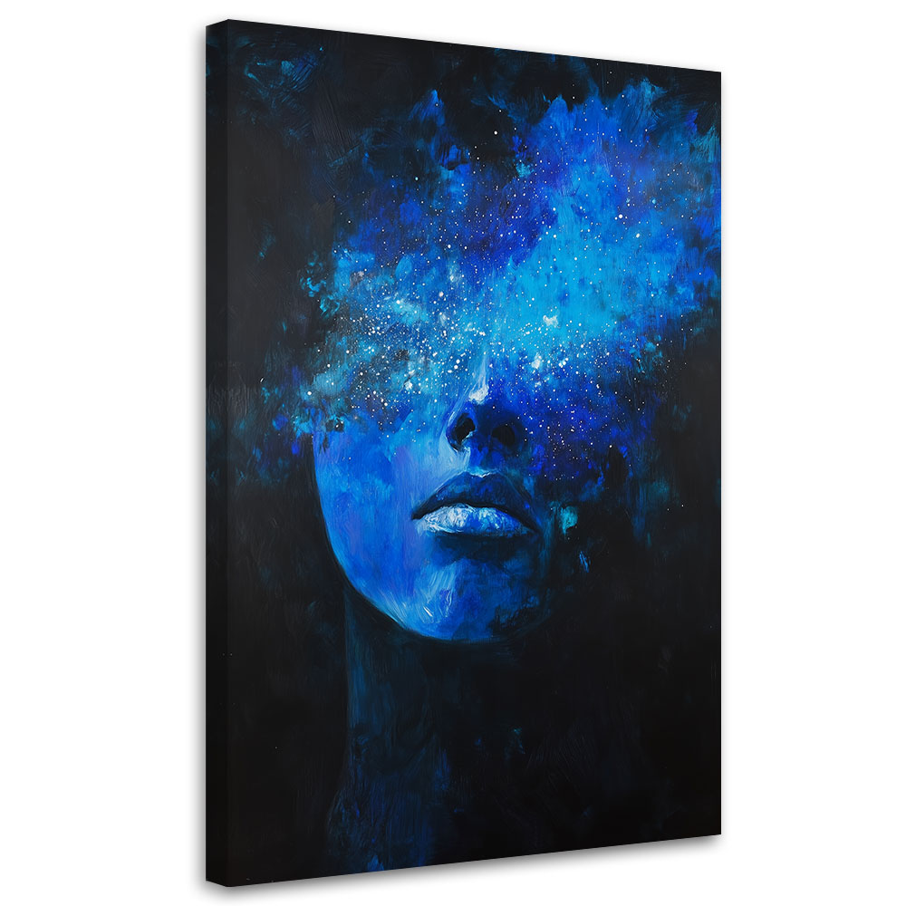 Feeby Obraz na płótnie, Twarz Kobiety Niebieska Abstrakcja 40x60cm