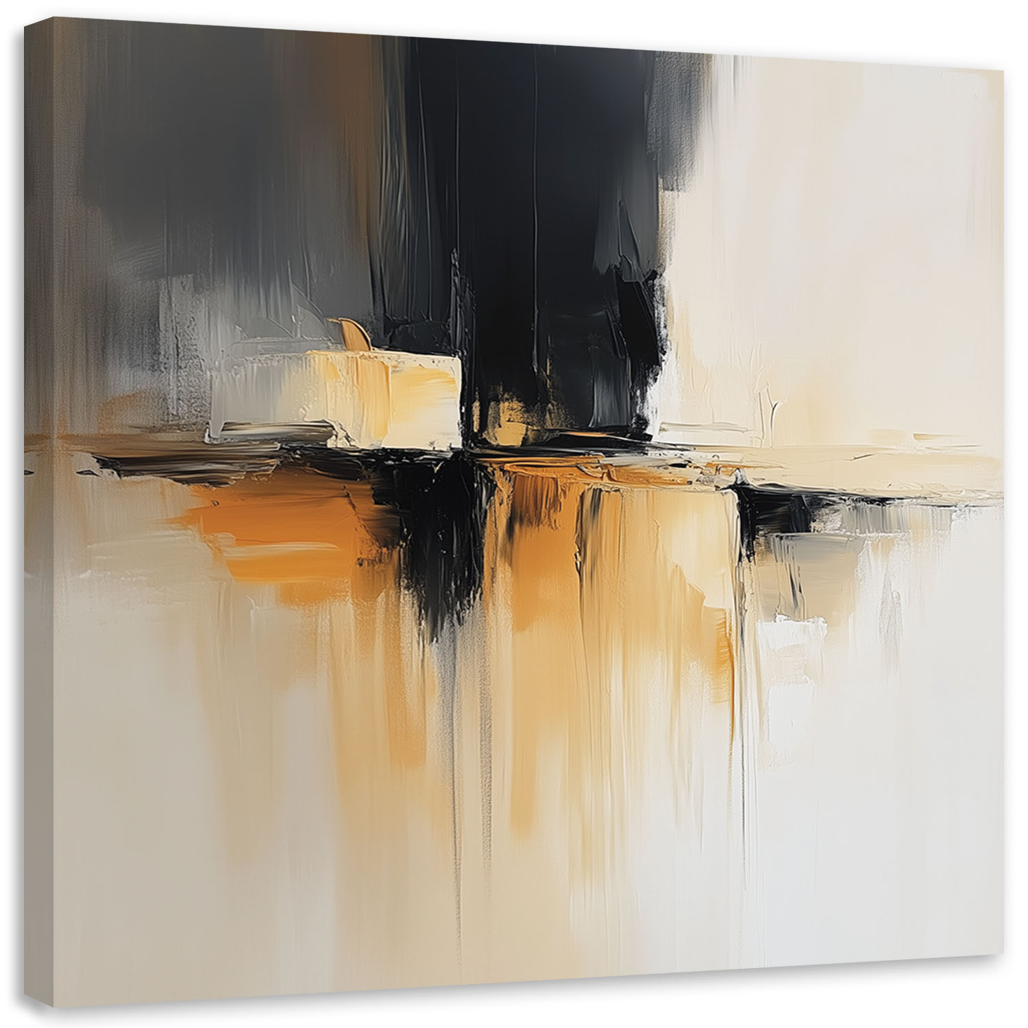 Feeby Obraz do salonu sypialni loft, Abstrakcja beżowy pomarańczowy 50x50cm