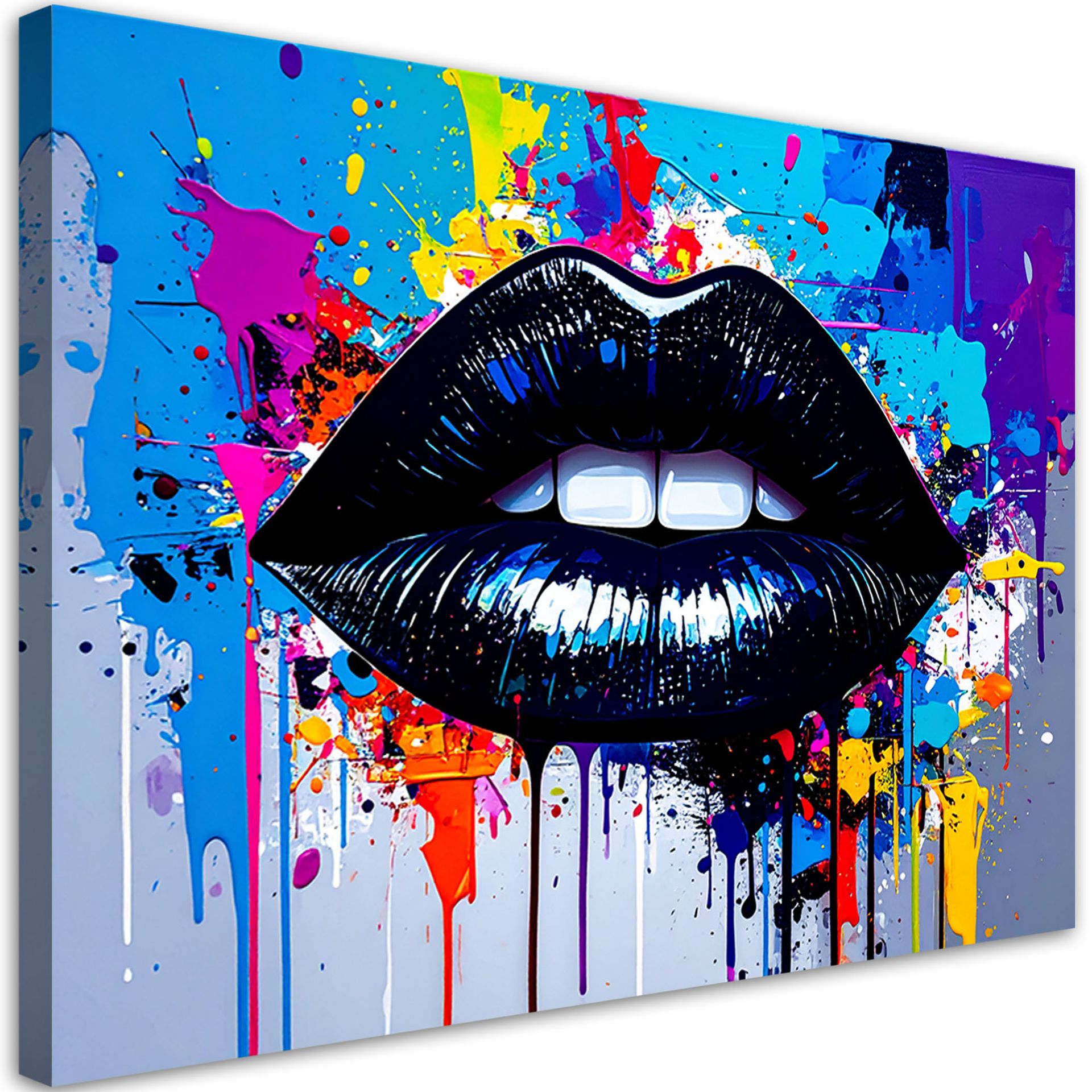 Feeby Obraz nowoczesny do sypialni salonu, Czarne Usta Kobiety Abstrakcja 90x60cm