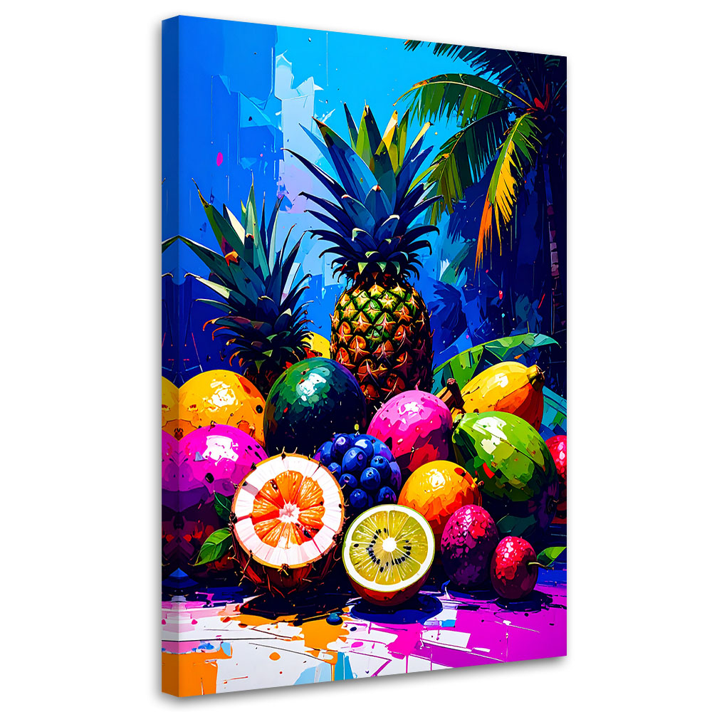 Feeby Obraz do kuchni jadalni, Kolorowe Owoce Tropikalne 70x100cm