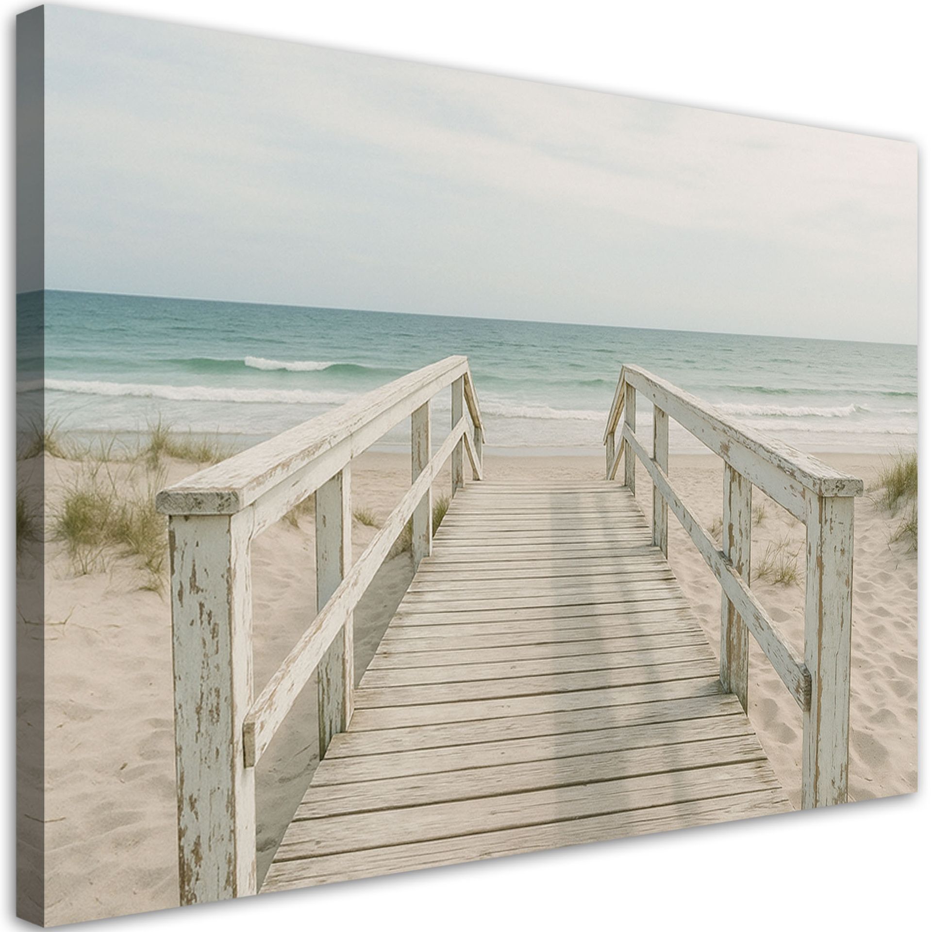 Feeby Obraz do salonu sypialni, Pomost Plażą Morze w stylu Shabby Chic 120x80cm