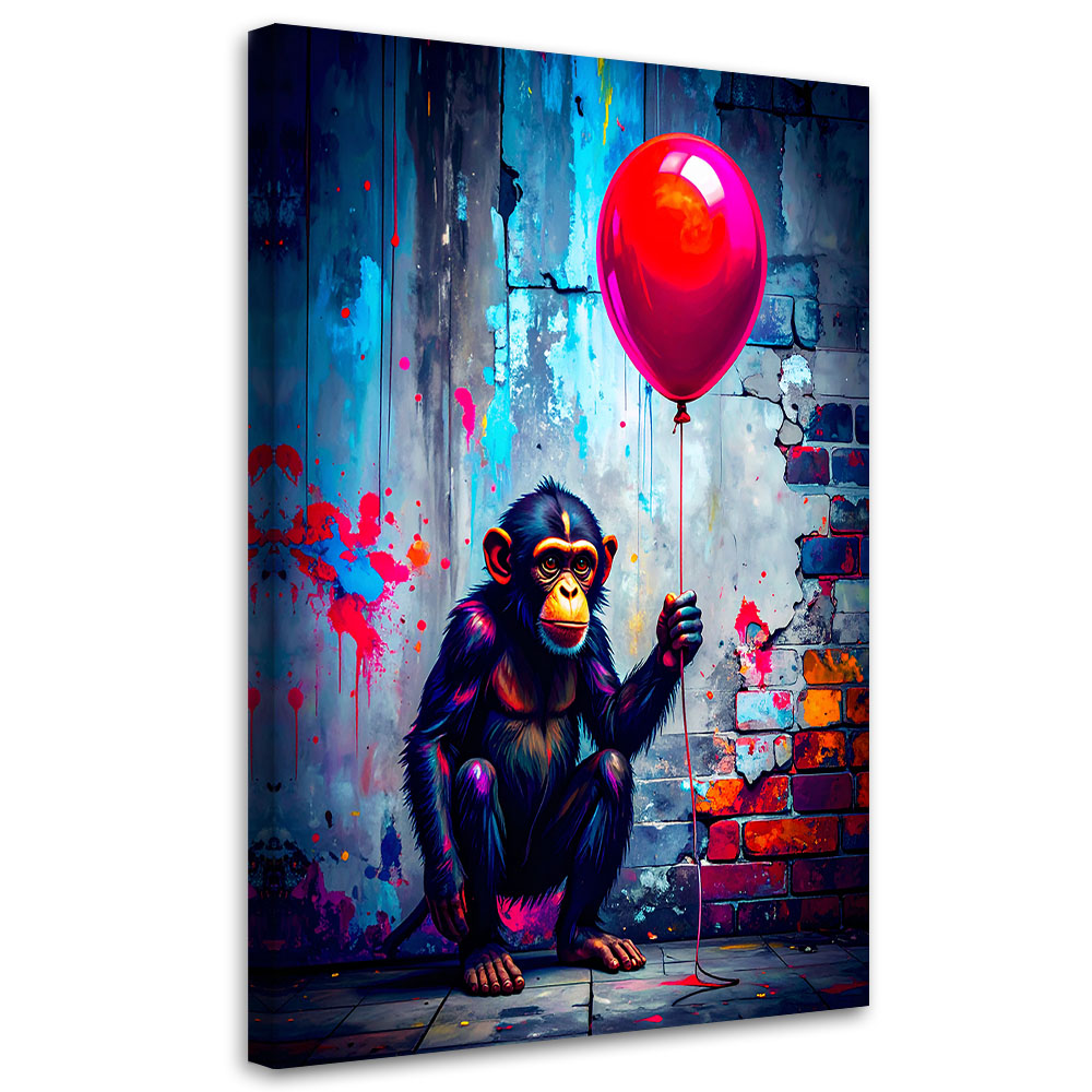 Feeby Obraz młodzieżowy, Małpa z balonikiem Graffiti Street Art 80x120cm