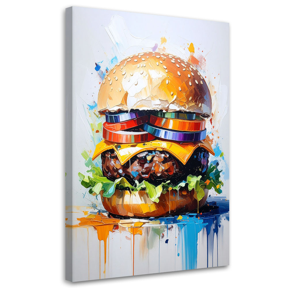 Feeby Obraz do kuchni baru jadalni, Hamburger Jedzenie 60x90cm