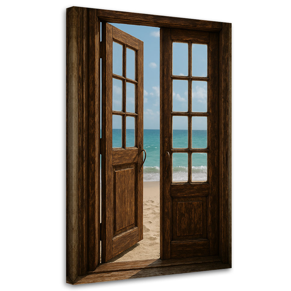 Feeby Obraz do salonu, Shabby Chic Widok Drzwi na plażę 70x100cm