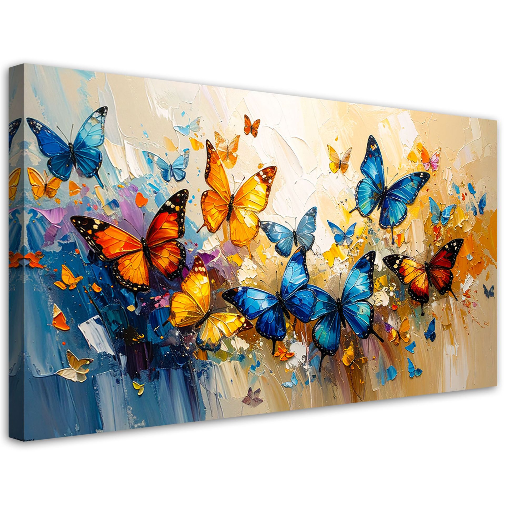 Feeby Obraz na płótnie do salonu jadalni kuchni, Kolorowe Motyle 80x40cm