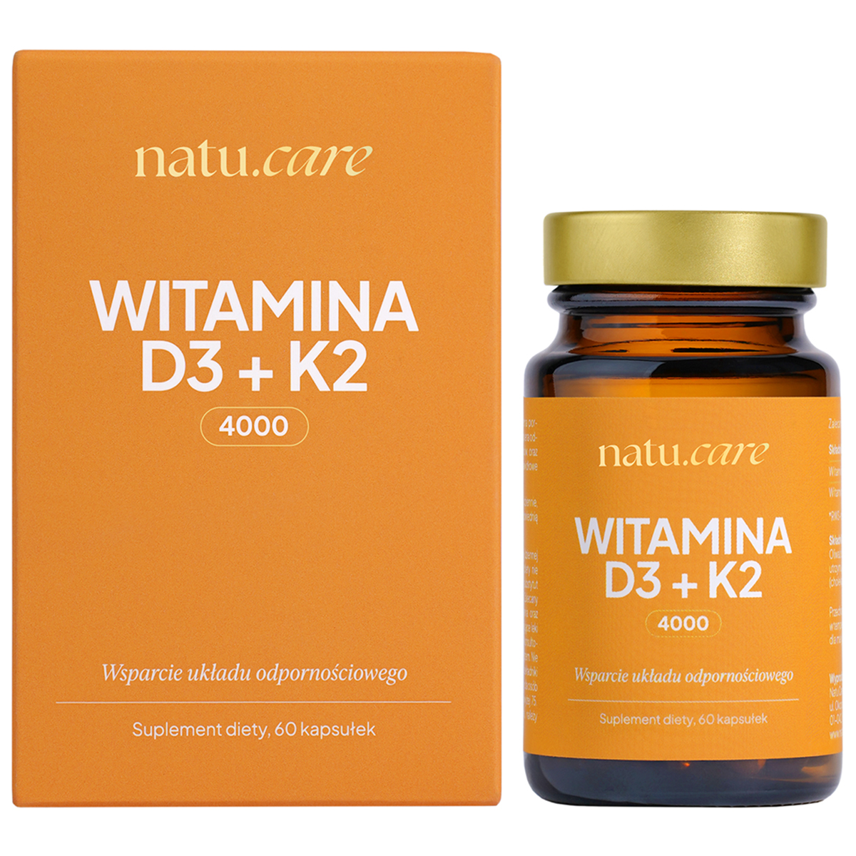 Natu.Care Witamina D3 4000 IU + K2 MK-7, 60 kapsułek