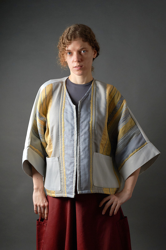 Żakiet kimonowy patchworkowy w kolorach niebieskich