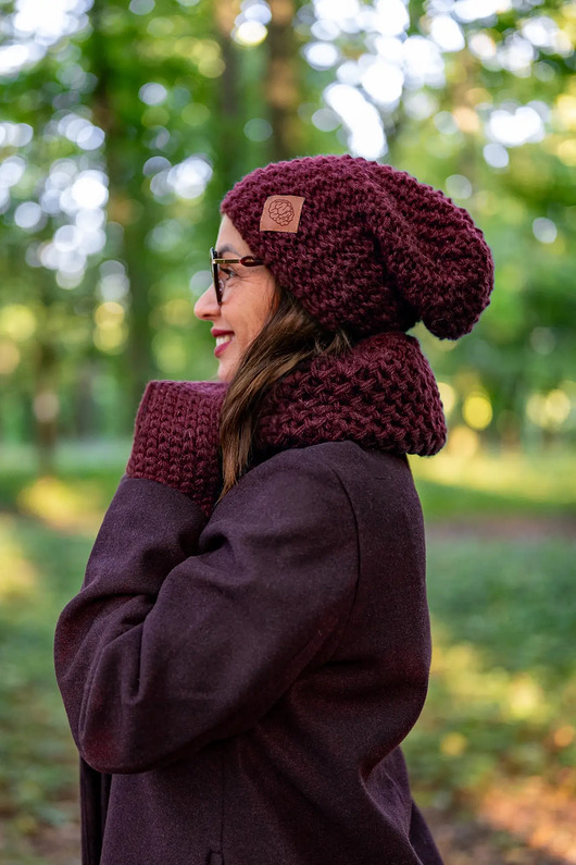 Czapka MERINO Neverland Bordo + podszewka JEDWAB