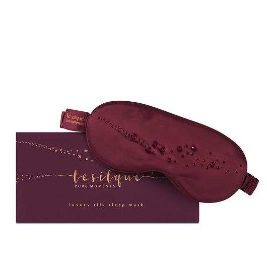 LE SILQUE Opaska na oczy z jedwabiu z kryształkami - BURGUNDY