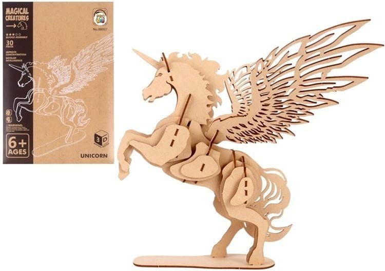 Puzzle drewniane 3d mityczne jednorożec Pro Kids - puzzle