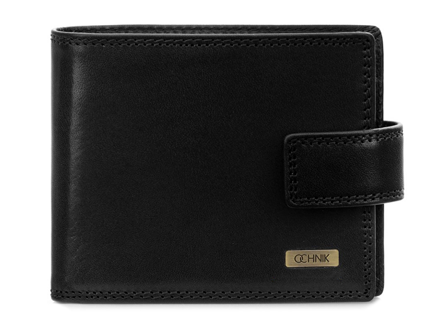 OCHNIK PL-105-99 czarny skórzany portfel męski – klasyczna skóra i elegancja czarny