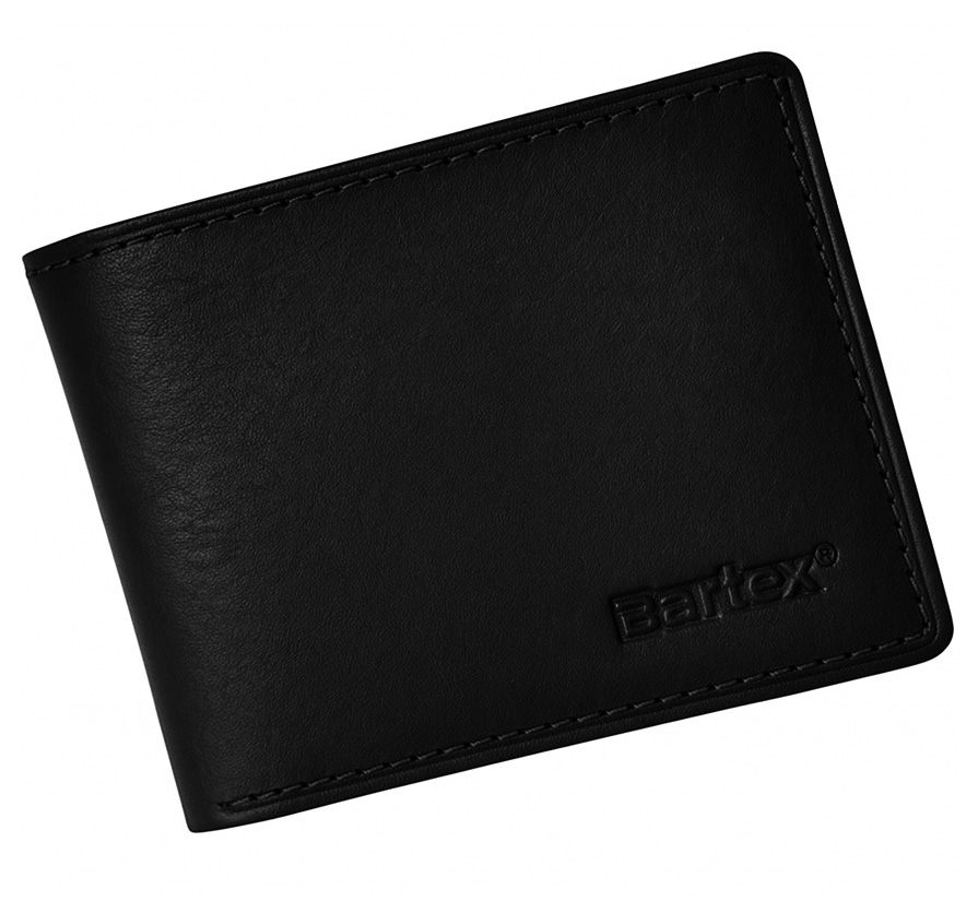 Bartex 330 – skórzany portfel męski Slim czarny z RFID