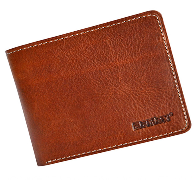 BARTEX 330 - Skórzany portfel męski Slim jasny brąz RFID