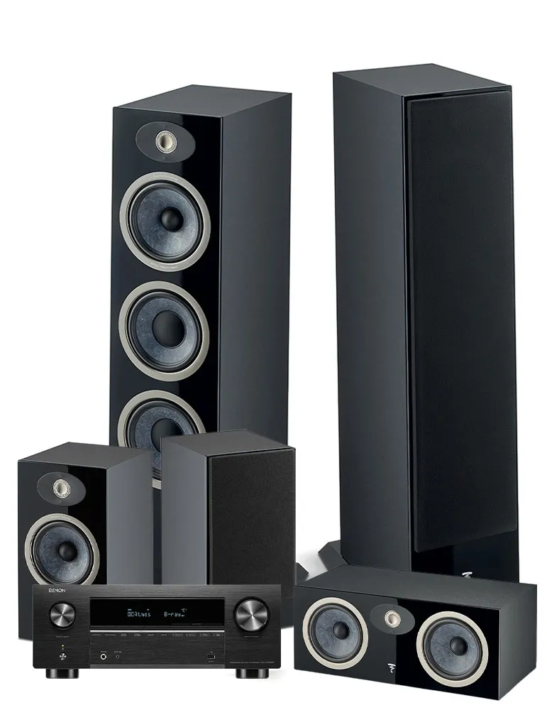 Denon AVC-X3800H + Focal Theva N3/N1/Center — Kino domowe 5.0 z Dolby Atmos, Kolor: Light Wood