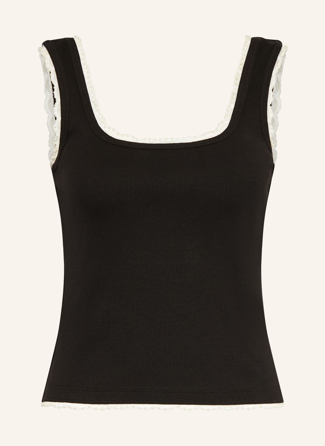 Sandro Top Z Koronką I Kamieniami Ozdobnymi schwarz