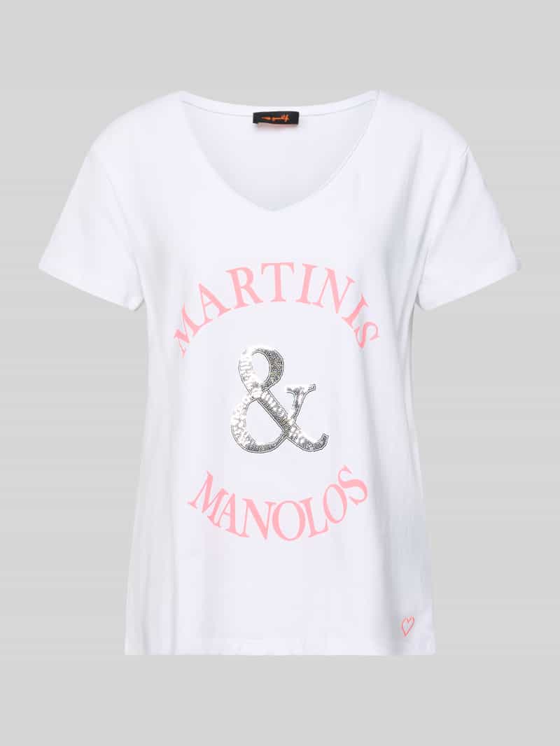 T-shirt o kroju relaxed fit z cekinowym obszyciem model ‘Martinis Manolos’