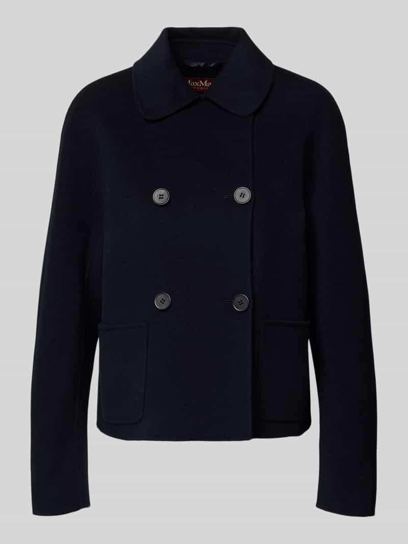 Kurtka wełniana o pudełkowym kroju z dodatkiem jedwabiu i kaszmiru model ‘MSTEDEN’