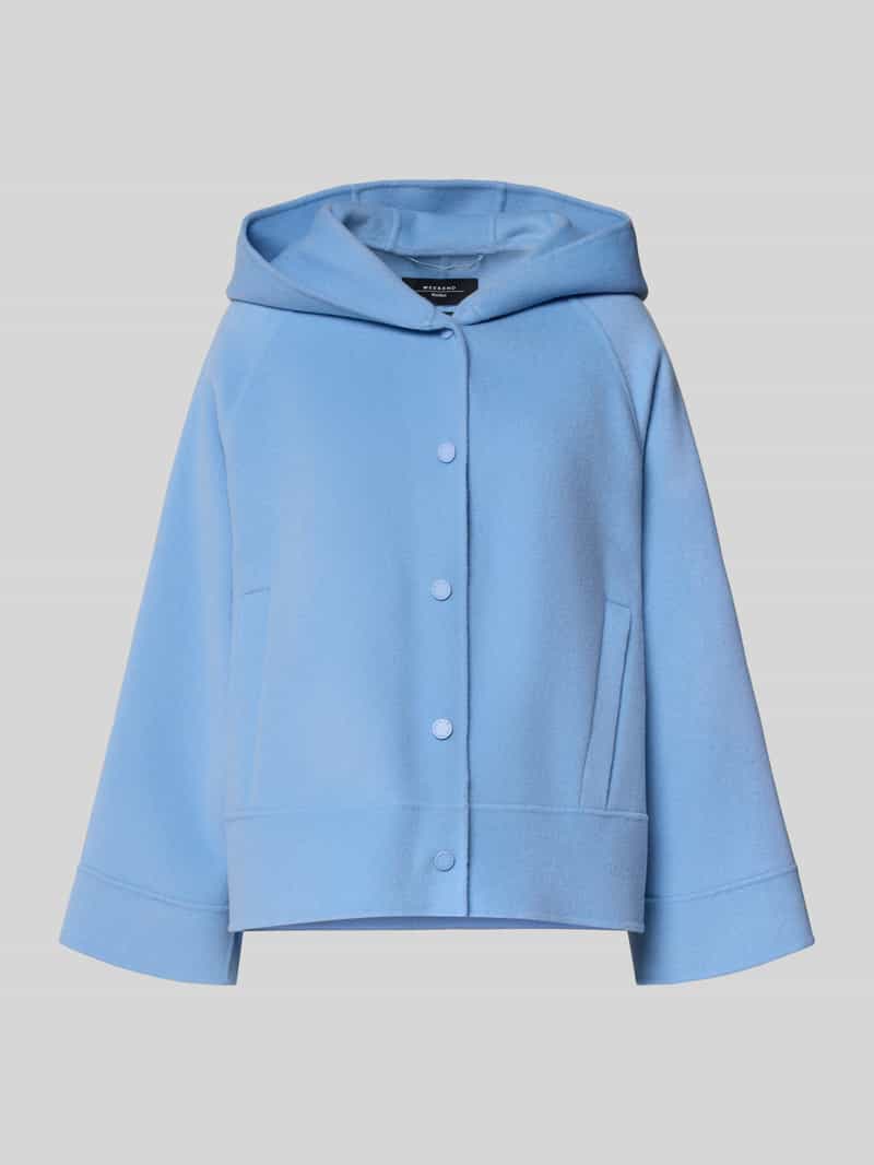 Kurtka wełniana o pudełkowym kroju z kapturem model ‘OLIATO’