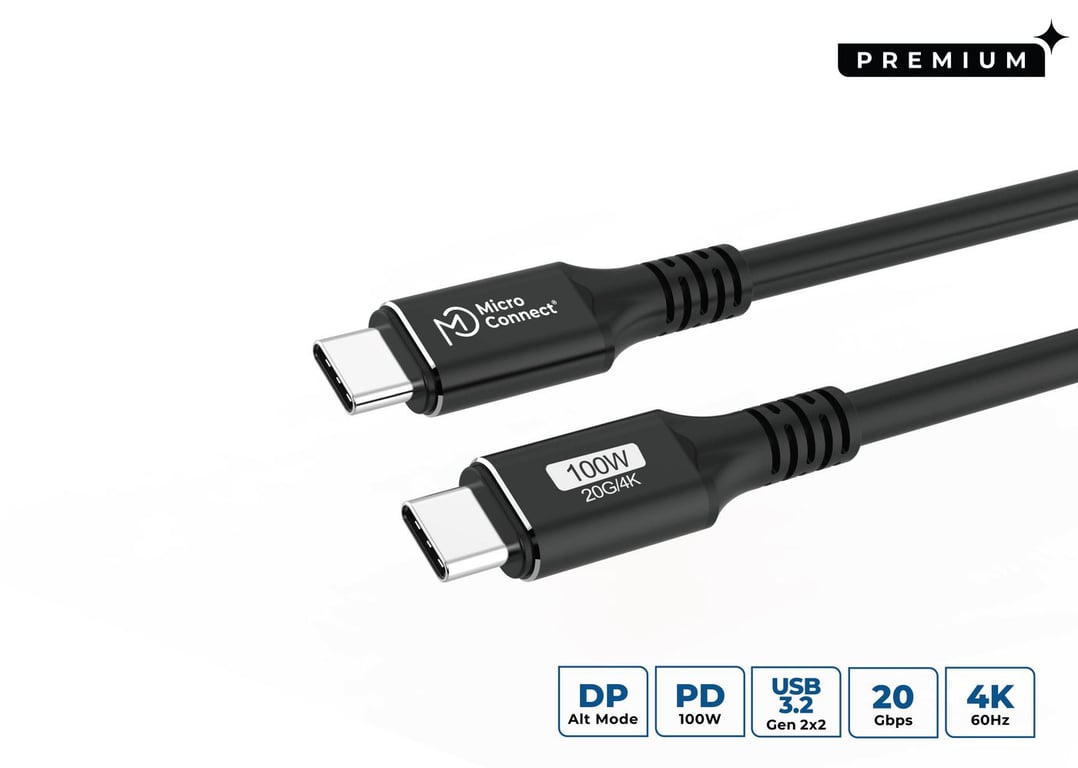 Microconnect USB3.2CC015 kabel USB USB 3.2 Gen 2x2 0,15 m USB C Czarny