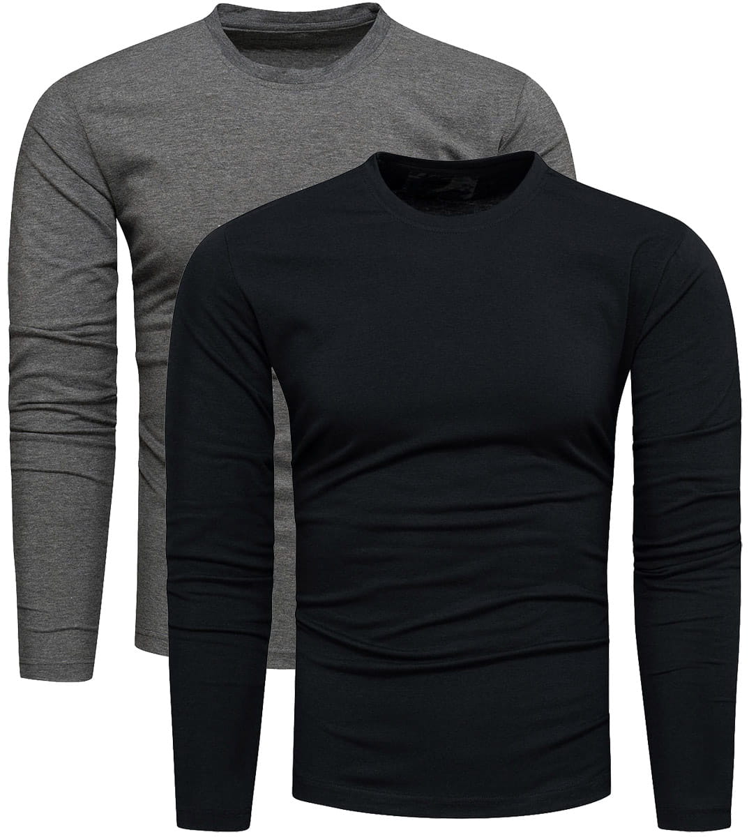 2-pak zestaw basic męskich longsleevów grafitowy i czarny Recea