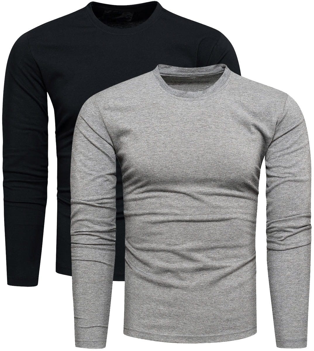 2-pak zestaw basic męskich longsleevów czarny i szary Recea