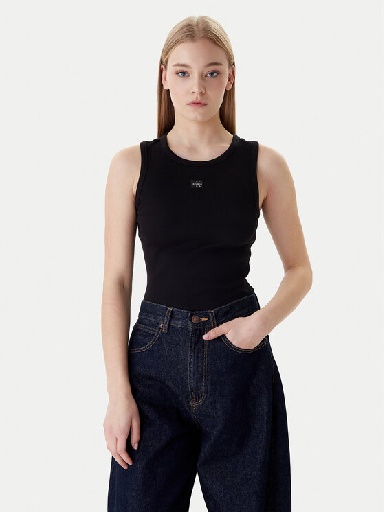 Calvin Klein Top LV047C201G Czarny Slim Fit