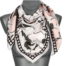 Chusta damska apaszka satynowa gawroszka KWIATKI na prezent MDB-48b róż