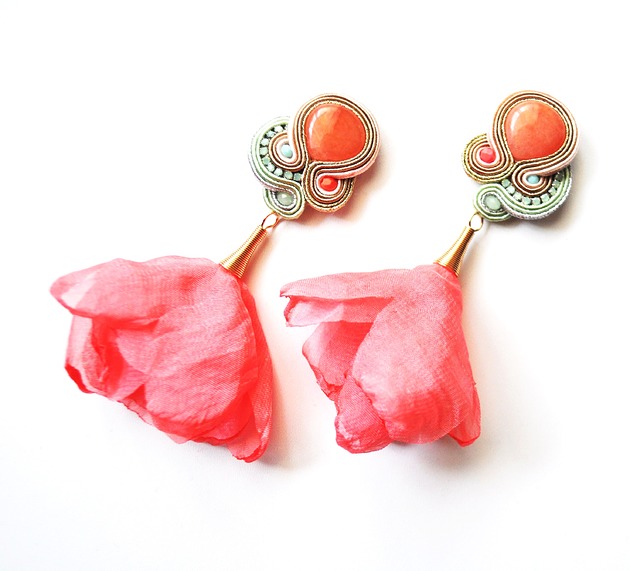 Sutaszowe kolczyki APPLE BLOSSOM